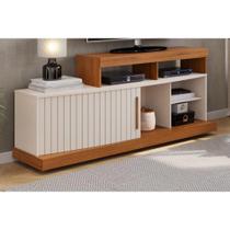 Rack Bancada p/ TV até 47 Pol Scala c/ 1 Porta e 5 Nichos 160cm Freijo/Off White - DJ Móveis