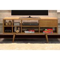 Rack Bancada p/ TV até 50 Pol R1462 c/ 1 Gaveta e 7 Nichos 136cm Amêndoa - Tecno Mobili Rack Bancada p/ TV até 50 Pol R1462 c/ 1 Gaveta e 7 Nichos 136cm Amêndoa - Tecno Mobili