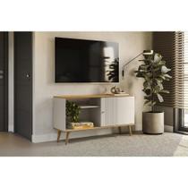 Rack Bancada p/ TV até 50 Pol Rubi 1 Pta 1 Prat c/ Pés 120x64cm Nature/Off White - Linea Brasil Rack Bancada p/ TV até 50 Pol Rubi 1 Pta 1 Prat c/ Pés 120x64cm Nature/Off White - Linea Brasil