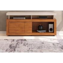 Rack Bancada p/ TV até 50 Pol Verano c/ 1 Porta e Rodízios 136cm Off White/Freijó - DJ Móveis