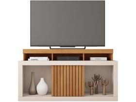 Rack Bancada p/ TV até 55 Pol Dragon c/ Nicho e Rodízios 136cm Freijo/Off White - Caemmun