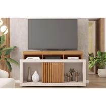 Rack Bancada p/ TV até 55 Pol Dragon c/ Nicho e Rodízios 136cm Freijo/Off White - Caemmun