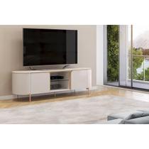 Rack Bancada p/ TV até 65 Pol Adele c/ 2 Portas 180x57cm Off White/Off White - DJ Móveis Rack Bancada p/ TV até 65 Pol Adele c/ 2 Portas 180x57cm Off White/Off White - DJ Móveis