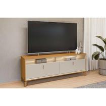 Rack Bancada p/ TV até 70 Pol Dubai c/ 2 Portas 2 Nichos e LED 160cm Tauari/Off White Fosco - Linea Brasil