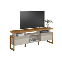 Rack Bancada p/ TV até 70 Pol Esmeralda c/ 2 Portas e 3 Nichos 180cm Nature/Off White - Linea Brasil Rack Bancada p/ TV até 70 Pol Esmeralda c/ 2 Portas e 3 Nichos 180cm Nature/Off White - Linea Brasil