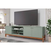 Rack Bancada p/TV até 70 pol Holanda 100% MDF c/ Nichos e Pés 205cm Salvia/Cinamomo - Permóbili
