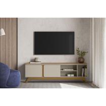 Rack Bancada p/ TV até 70 Pol Istambul c/ 2 Portas 1 Prateleira e 3 Nichos 200cm Nature/Off White - Linea Brasil