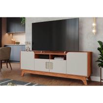 Rack Bancada p/TV até 70 pol Paris 100% MDF c/ Nichos e Pés 180cm Cinamomo/Off White - Permóbili