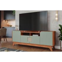 Rack Bancada p/TV até 70 pol Paris 100% MDF c/ Nichos e Pés 180cm Cinamomo/Salvia - Permóbili