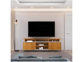Rack Bancada p/ TV até 70 Polegadas Olimpic Ripado c/ Nichos e Rodizios 180x60cm Cedro/Bali - DJ Móveis