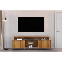Rack Bancada p/ TV até 70 Polegadas Olimpic Ripado c/ Nichos e Rodizios 180x60cm Cedro/Bali - DJ Móveis