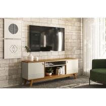 Rack Bancada p/ TV até 75 Pol Colorado c/ 2 Portas e 2 Nichos 180cm Nature/Off White - Linea Brasil