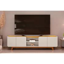 Rack Bancada p/ TV até 75 Polegadas Nadine c/ Nicho 220x60cm Bali/Cedro - DJ Móveis Rack Bancada p/ TV até 75 Polegadas Nadine c/ Nicho 220x60cm Bali/Cedro - DJ Móveis