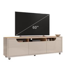 Rack Bancada para Sala de Estar com Capacidade para Tv's de até 60 Polegadas com Pés em Rodízio de Silicone Jersey 1,60m Casa D - Offwhite/Noce Rack Bancada para Sala de Estar com Capacidade para Tv's de até 60 Polegadas com Pés em Rodízio de Silicone Jersey 1,60m Casa D - Offwhite/Noce
