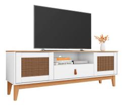 Rack Bancada para Sala De Estar TV até 60 Polegdas Retrô Esmeralda 1,60m Casa D - Branco/Noce