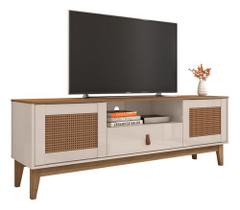 Rack Bancada para Sala De Estar TV até 60 Polegdas Retrô Esmeralda 1,60m Casa D - Offwhite/Noce