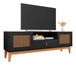 Rack Bancada para Sala De Estar TV até 60 Polegdas Retrô Esmeralda 1,60m Casa D - Preto/Noce