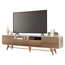 Rack Bancada para Sala Época Off White Castanho HB Móveis