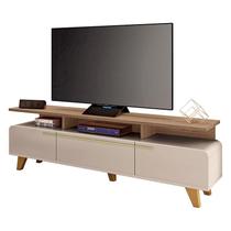 Rack Bancada para Sala Essenza 2.0 Off White Castanho HB Móveis Rack Bancada para Sala Essenza 2.0 Off White Castanho HB Móveis