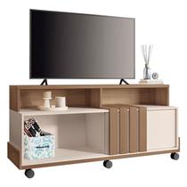Rack bancada para Sala Graci 1.36 Castanho Off White HB Móveis Rack bancada para Sala Graci 1.36 Castanho Off White HB Móveis