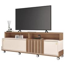 Rack Bancada Para Sala Graci Castanho Off White Hb Móveis