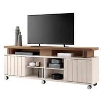 Rack Bancada Para Sala Rivera Off White Castanho Hb Móveis