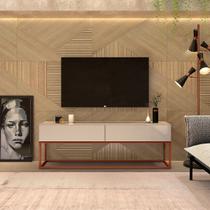 Rack Bancada Para Sala Tv Ate 50 Polegadas Off White/Cobre