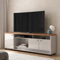 Rack Bancada Para TV 65 Polegadas Dallas 1.8 Lukaliam Off White Perolizado/Jequitiba