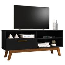 Rack Bancada Para TV Até 55 Pol. 2 Portas Paládio Preto Fosco - Bechara Rack Bancada Para TV Até 55 Pol. 2 Portas Paládio Preto Fosco - Bechara