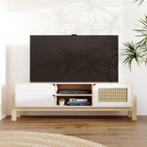 Rack Bancada Para Tv Até 60 Polegadas 1 Porta 2 Gavetas 2 Nichos Iquique - Naturale / Branco Rack Bancada Para Tv Até 60 Polegadas 1 Porta 2 Gavetas 2 Nichos Iquique - Naturale / Branco