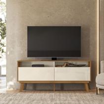 Rack Bancada para TV até 65" Olinda 160cm Off White/Amêndoa- MABE MAGAZINE
