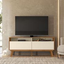 Rack Bancada para TV até 65" Olinda 160cm Pérola Metaliz/Amêndoa- MABE MAGAZINE