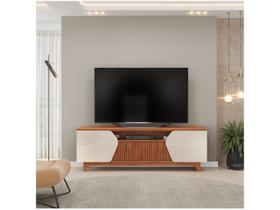 Rack Bancada Para TV Até 75 Polegadas 1,83m 4 Portas Frisado Heloisa Off White/Madeirado
