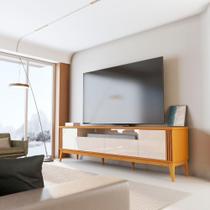 Rack Bancada Para Tv Até 75 Polegadas 2,18m 2 Portas Detalhe Ripado Vetro Madeirado/off White Rack Bancada Para Tv Até 75 Polegadas 2,18m 2 Portas Detalhe Ripado Vetro Madeirado/off White