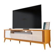 Rack Bancada Para TV Até 75 Polegadas 2,18m 2 Portas Detalhe Ripado Vetro Madeirado/Off White