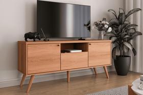 Rack Bancada Para Tv com pés em madeira River 1,36 Lukaliam