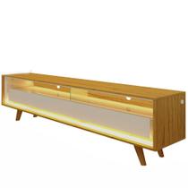Rack Bancada para TV de 75 Gelius Requinte 172 com 02 gavetas LED e pés de madeira Naturale OFF White Rack Bancada para TV de 75 Gelius Requinte 172 com 02 gavetas LED e pés de madeira Naturale OFF White