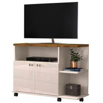 Rack Bancada Para Tv De Até 40 2 Portas E Rodízios Boalis Off White/jequitiba