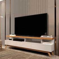 Rack Bancada Retrô 1,8m 3 Gavetas para TVs Até 75 Polegadas - Vivare Wood - Off White/Nature