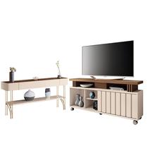 Rack Bancada Rivera 1.3 com Aparador Vivant Castanho Off White HB Móveis