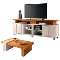 Rack Bancada Rivera 1.8 e Mesa de Centro Luna Off White Cinamomo HB Móveis