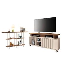 Rack Bancada Rivera Com Aparador Infinity Castanho Off White Hb Móveis