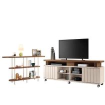 Rack Bancada Rivera Com Aparador Infinity Off White Castanho Hb Móveis Rack Bancada Rivera Com Aparador Infinity Off White Castanho Hb Móveis