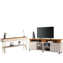 Rack Bancada Rivera Com Aparador Vivant Cinamomo Off White Hb Móveis