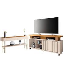 Rack Bancada Rivera Com Aparador Vivant Off White Cinamomo Hb Móveis