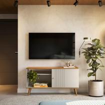Rack Bancada Ruan MDP/MDF TV até 50 Polegadas Porta e Nichos Nature/Off White G77 - Gran Belo Rack Bancada Ruan MDP/MDF TV até 50 Polegadas Porta e Nichos Nature/Off White G77 - Gran Belo