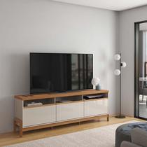Rack Bancada Sala 190cm Para TV 75 Polegadas Elegance 1.90 Lukaliam Off White/Jequitiba