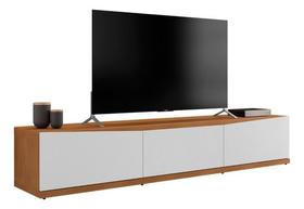 Rack Bancada Sala De Estar Tv 75 Polegadas Eros 1,80m Retrô Casa D - Cedro/Branco