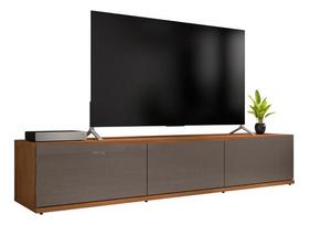 Rack Bancada Sala De Estar Tv 75 Polegadas Eros 1,80m Retrô Casa D - Cinza Pérola/Noce