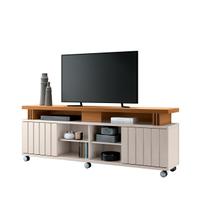 Rack Bancada Sala Estar TV Até 70 Polegadas 2 Portas Ripadas 2 Prateleiras E 6 Rodízios Briz 1.8 Rack Bancada Sala Estar TV Até 70 Polegadas 2 Portas Ripadas 2 Prateleiras E 6 Rodízios Briz 1.8